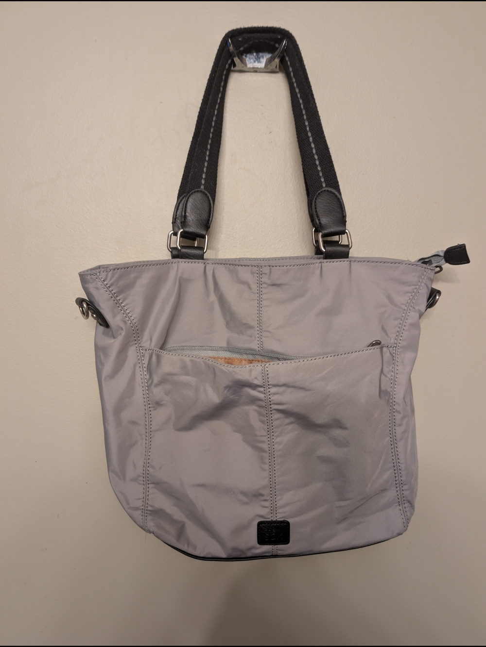 The Sak Light Gray Tote with Black Handles